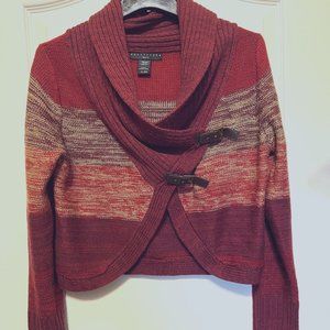 apostrophe Petite Cropped Long Sleeve Sweater-Large-Buckles-Warm Snap Front